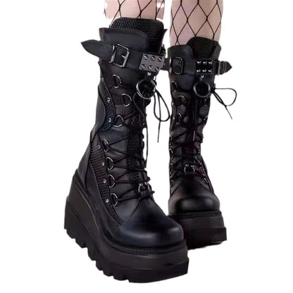 Grave Kicker: Gothic Punk Platform Motorcycle Boots