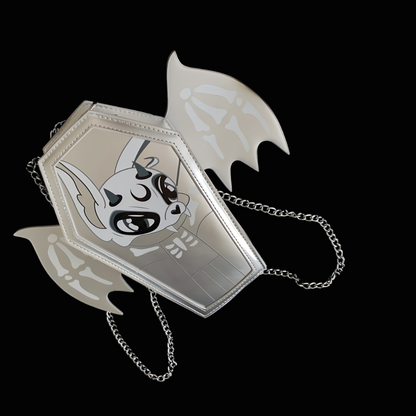 Eternal Darkness Coffin Handbag with Chain - Stylish PU Accessory