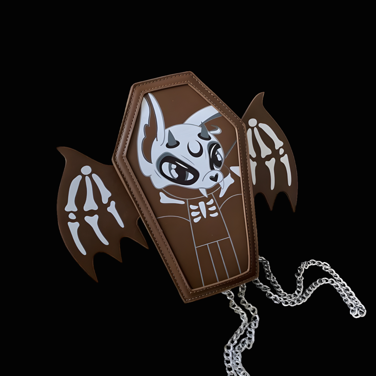 Eternal Darkness Coffin Handbag with Chain - Stylish PU Accessory
